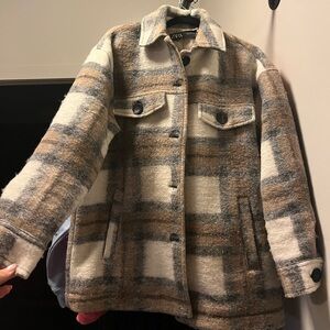 Zara Shacket Thick Wool Shirt Jacket